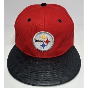 Pittsburgh Steelers NFL Football Leather Bill Look Snapback Cap Rare HTF